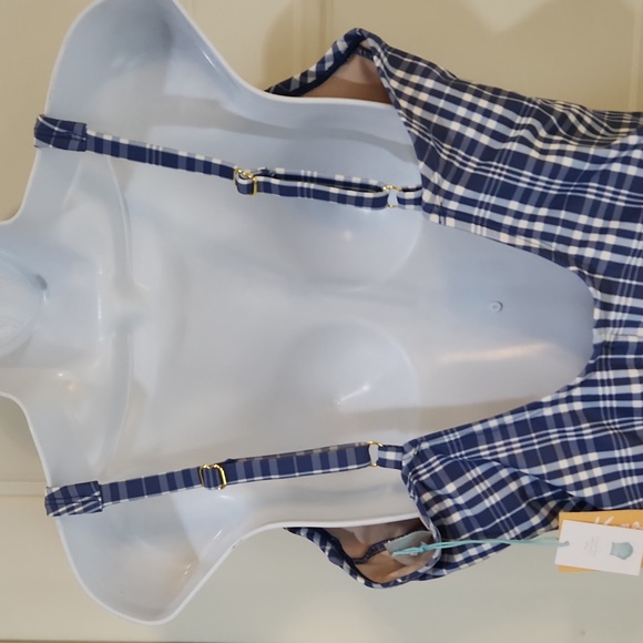 Kona Sol Check Tunnel High Coverage One Piece Swimsuit - Picture 5 of 8